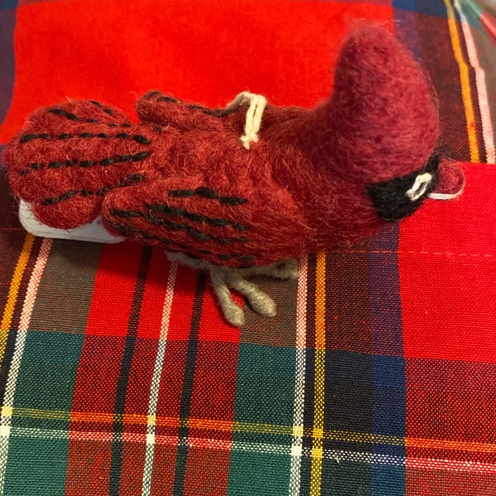 Crate & Barrel Felt Wool Cardinal Ornament, Red, 100% Wool, Spot Clean Only NWT